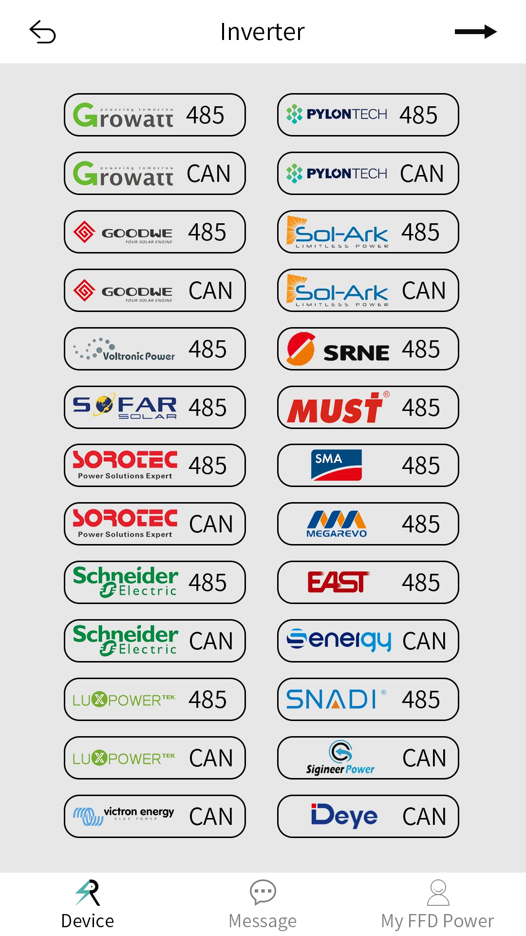 Click on inverters you want to match